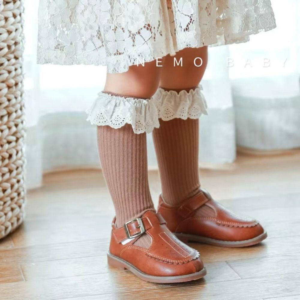 Lace Stuff Knee High Socks Cotton Ruffle Stockings Baby Dress Princess Stockings