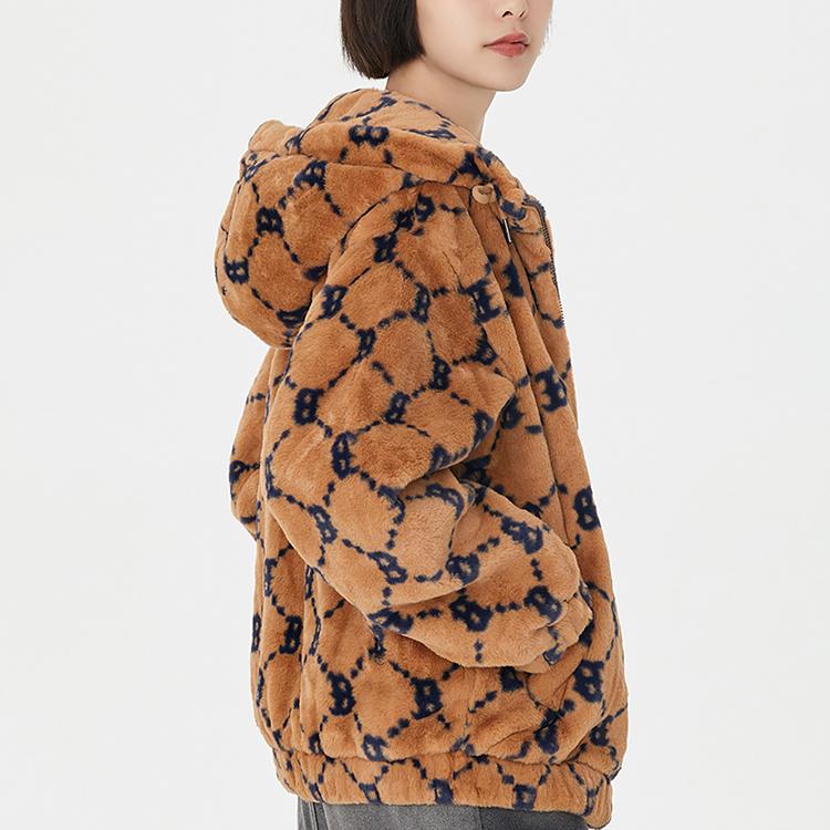 New MLB Velvet Jackets Unisex Beige Yellow 3AFDM0226-43BGS