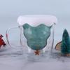 Christmas Tree Tea Milk Glass Cup with Handle Christmas Snow Scene Cup Clear Tree Coffee Mug Juice Cups Children's Xmas Gifts