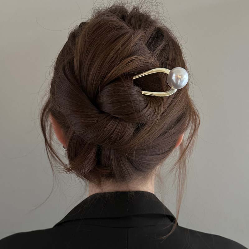 New Pearl Hairpins Korean U-shaped Metal Shell Hair Clip Pins Women Girls Hair Sticks Bun Maker Hair Styling Accessories Gifts