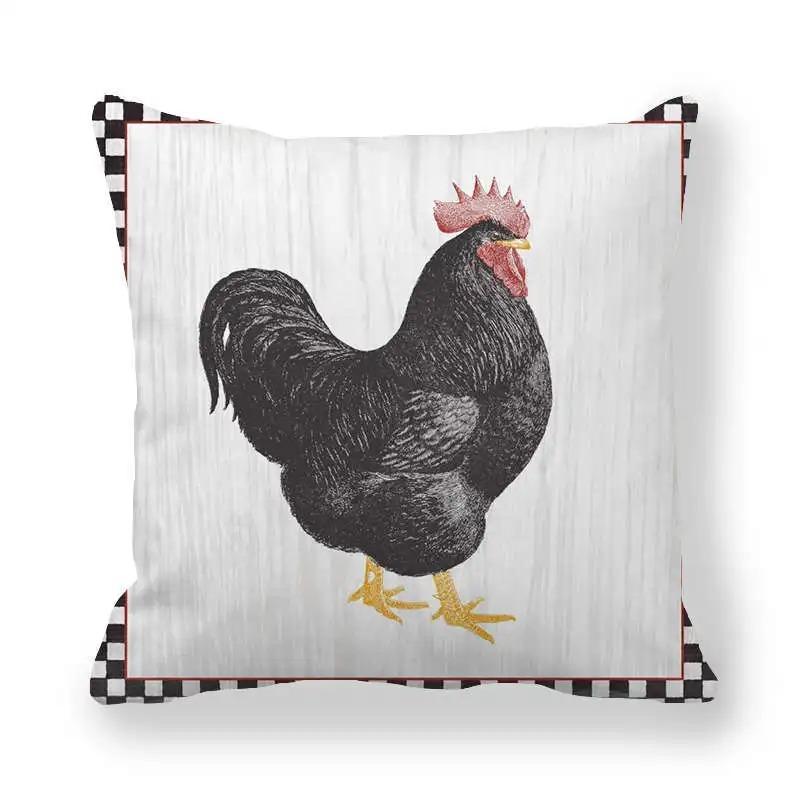 Hen and Rooster Print Pillowcase Office Living Room Car Ornaments Home Pillowcase