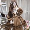 Japanese Fashion Bear Bow Detail Lolita Long Sleeve Dress Full Set New Loose Women Cute