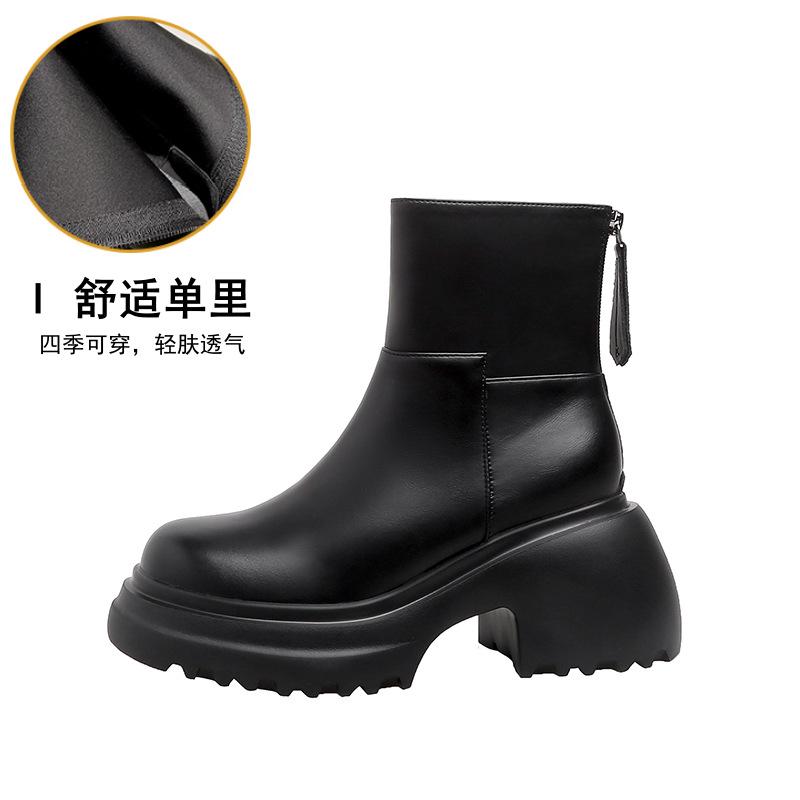 

Ботинки Женские короткие ботинки Осень и зима 2025 Флисовая пена подошва толстая подошва увеличивающие рост ботинки Мартин Полусапоги Узкие ботинки 33