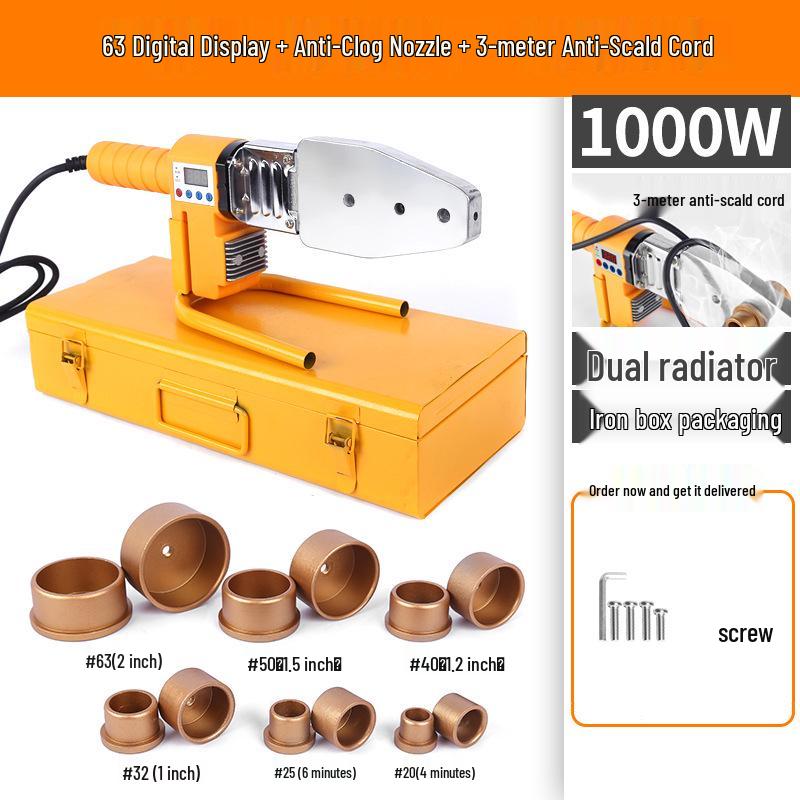 PPR 20-63mm Hot Melt Pipe Welder with Non-Stick Die Head for Plumbing and Engineering