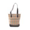 Used Nova Check Tote Bag Canvas Leather Beige Brown Used Women