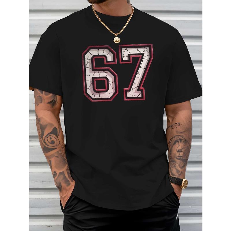 Men'S T-Shirt Featuring Prints , with a Round Neck And Short Sleeves, for Urban Style And Gym , a Must-Have for Men'S Summer Attire