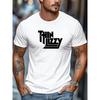 Men's T-Shirt, Relaxed and Casual, Simple and Clean, Men's THIN LIZZY Graphic Summer Casual Crew Neck Short Sleeve T-Shirt