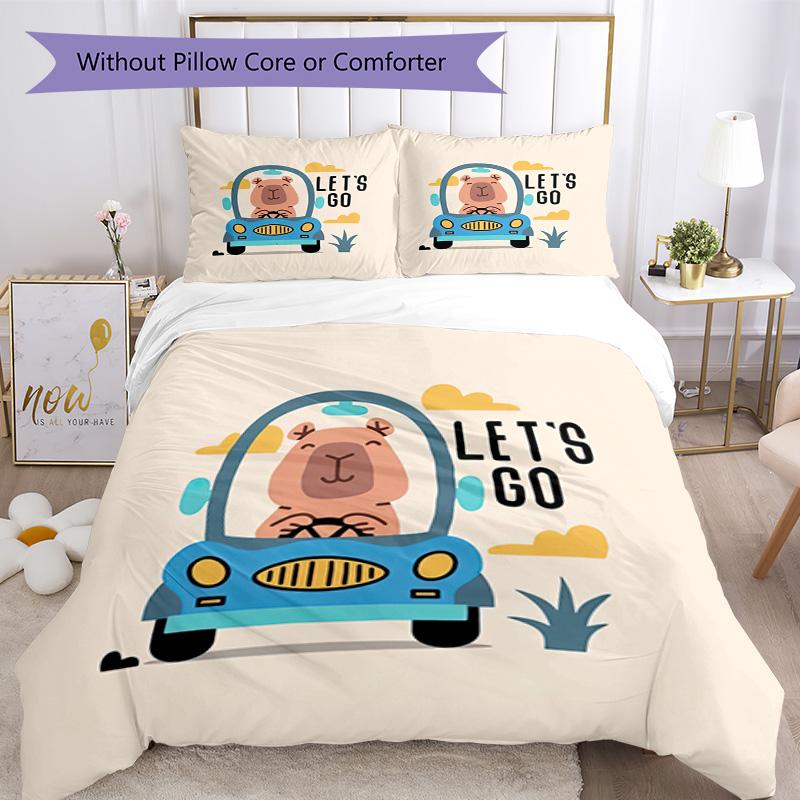 Kapibala Bedding Set Breathable Duvet Cover with Pillowcases Decorative Bed Linen for Bedroom Home Decoration Birthday Gift