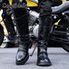 Stivali da Motociclista da Uomo Stivali Western Stivali da Jockey Neri Stile Streetwear Casuale Stivali Alti Cool Taglie Forti
