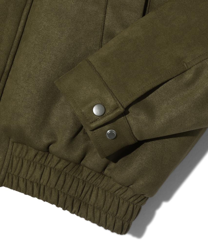 Trillion Suede Rivet Blouson Zip-Up Jacket (Khaki)