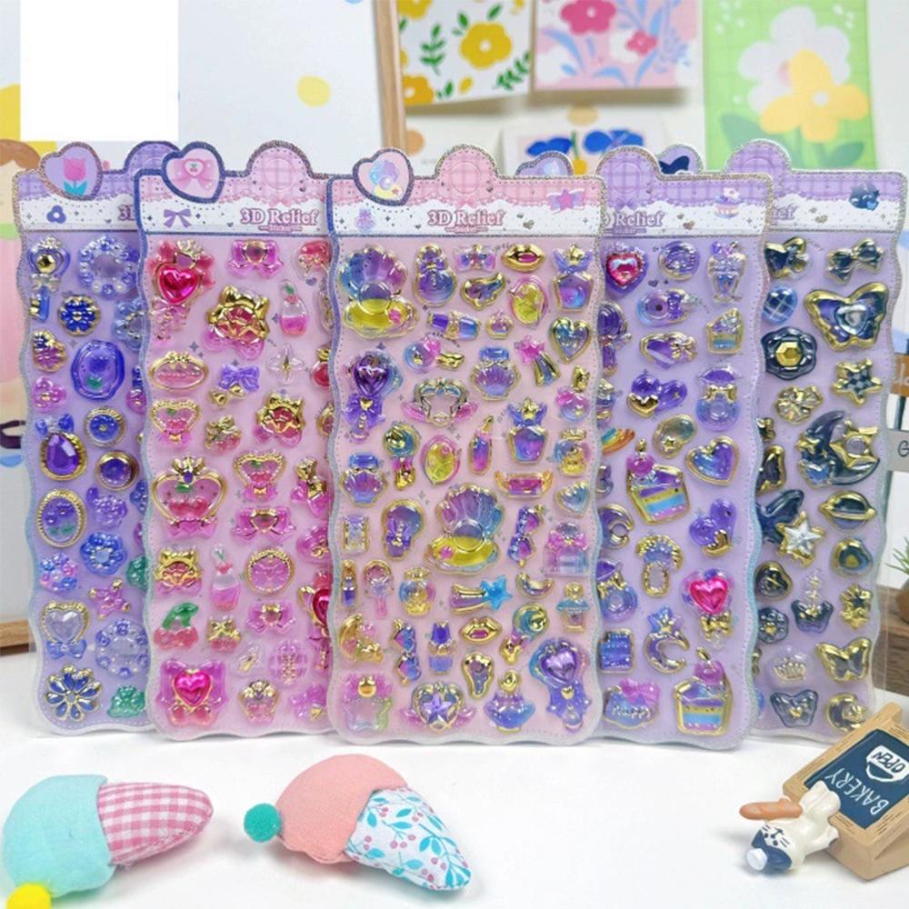1/8pcs Cartoon Cute Aesthetic 3D Stickers Creative Animal Food Crystal Sticker for Notebook Guitar Decoration Decals Gift