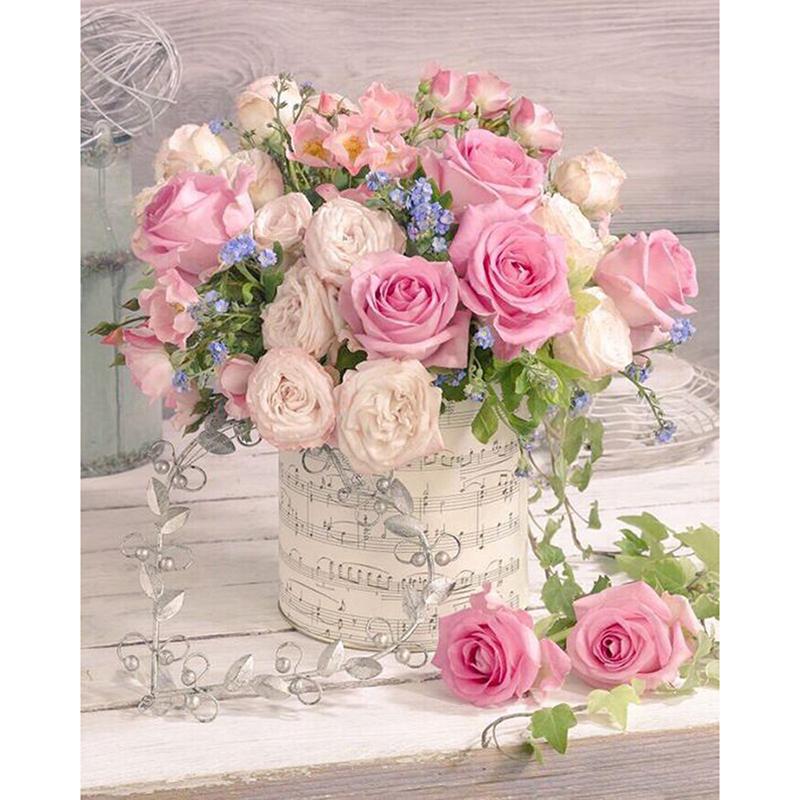 Blume Rose Diamant Stickerei Malerei Runde Bohrer Cross Stitch Kit Mosaik D