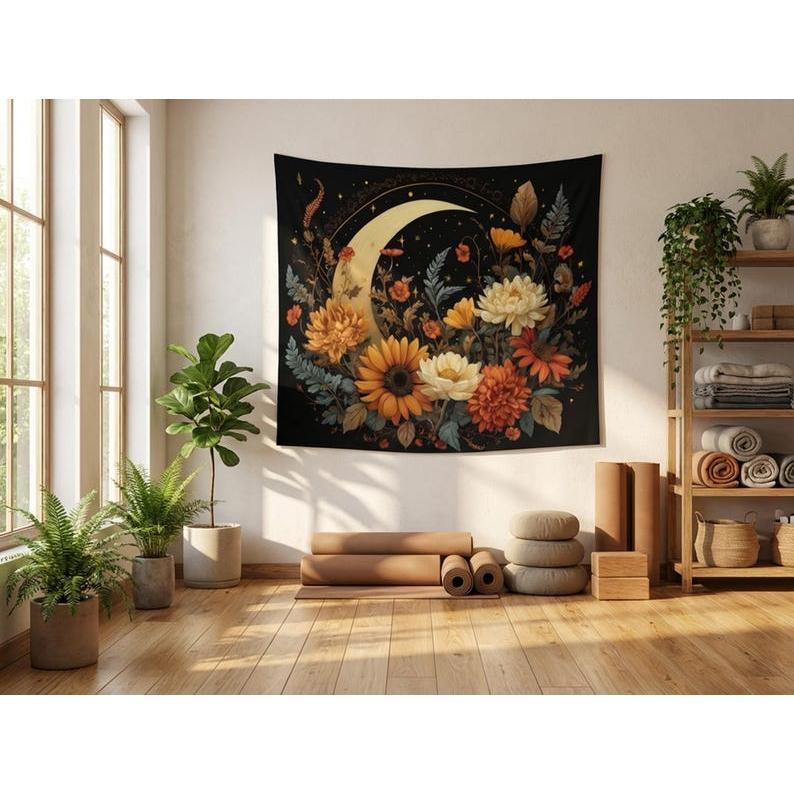 flowers tapestry 75x100 чёрный