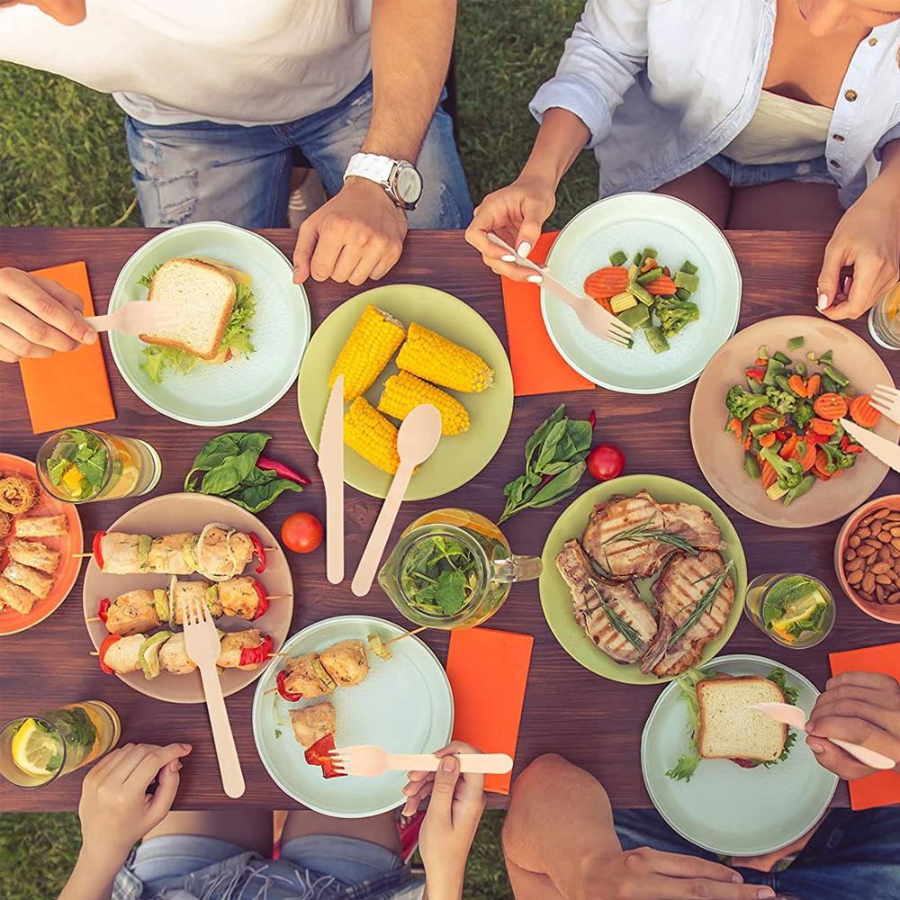 10/150/500 szt. Jednorazowe drewniane sztućce widelce/łyżki/noże nóż artykuły imprezowe przybory kuchenne deser zastawa stołowa opakowanie 16 cm