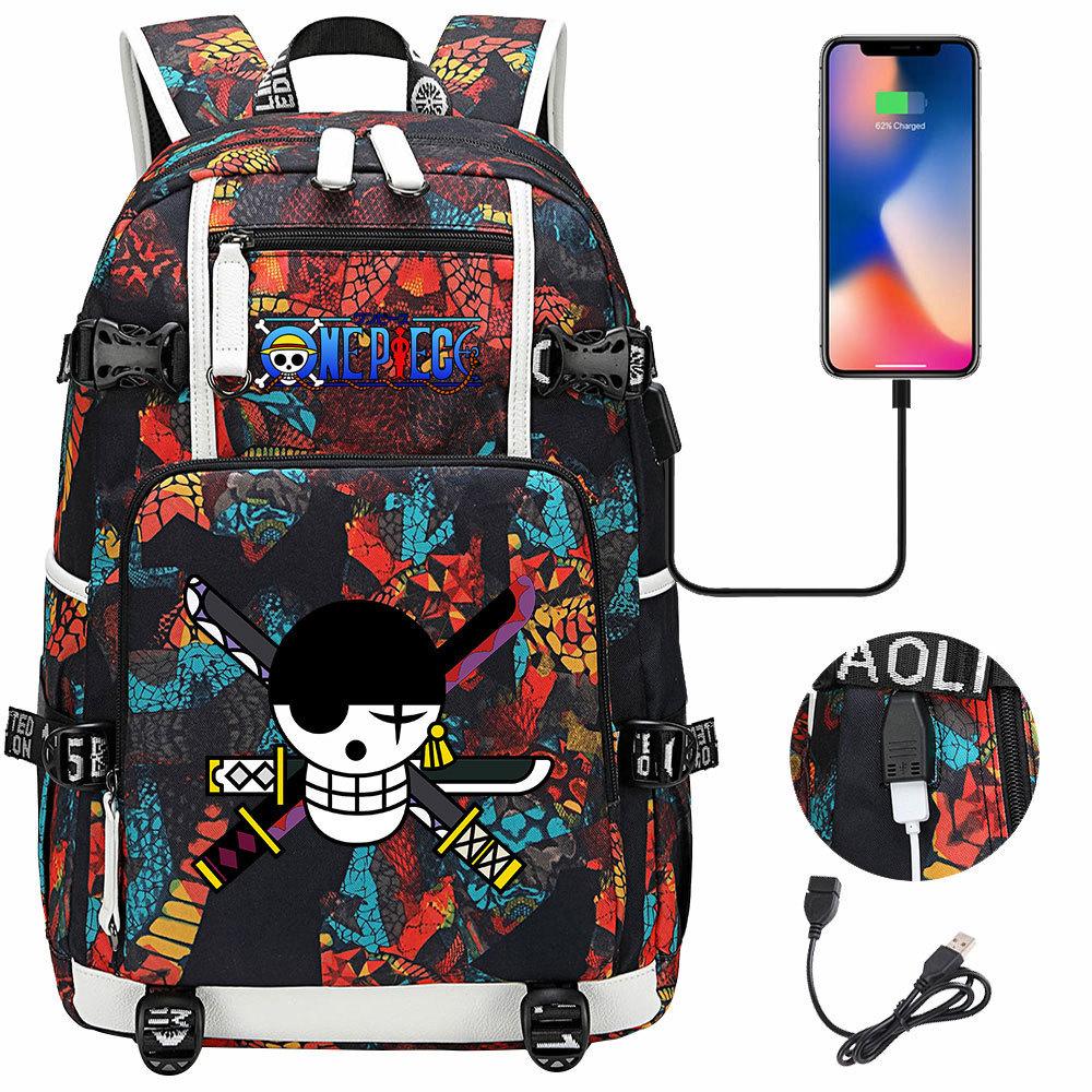 RiMan ONE PIECE Luffy Printed Teen Student School Bag Large Capacity Men's and Women's Leisure Travel Backpack