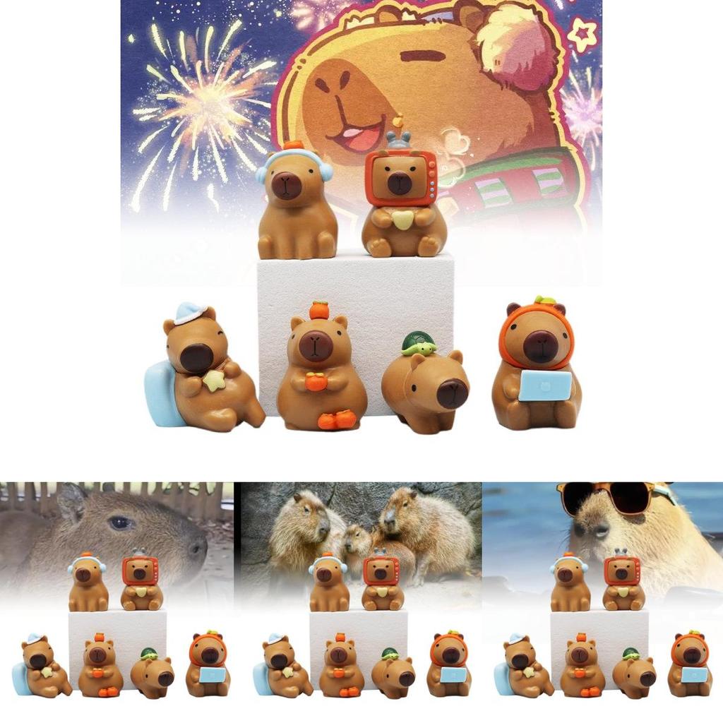 Adorable Capybara Figurine Cute Chubby Water Pig Creative Pvc Collectible Model Set