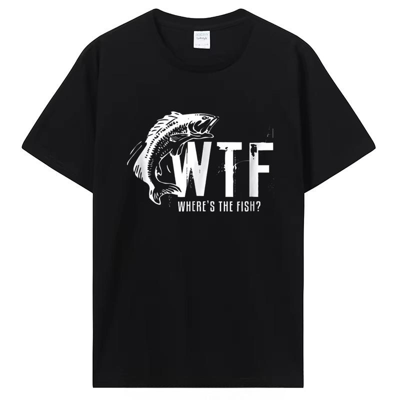 Best Selling WTF Wheres The Fish Funny Fishing TShirt Unisexs Clothing Versized Unisex Streetwear Tshirt Casual Cotton Tops Tees