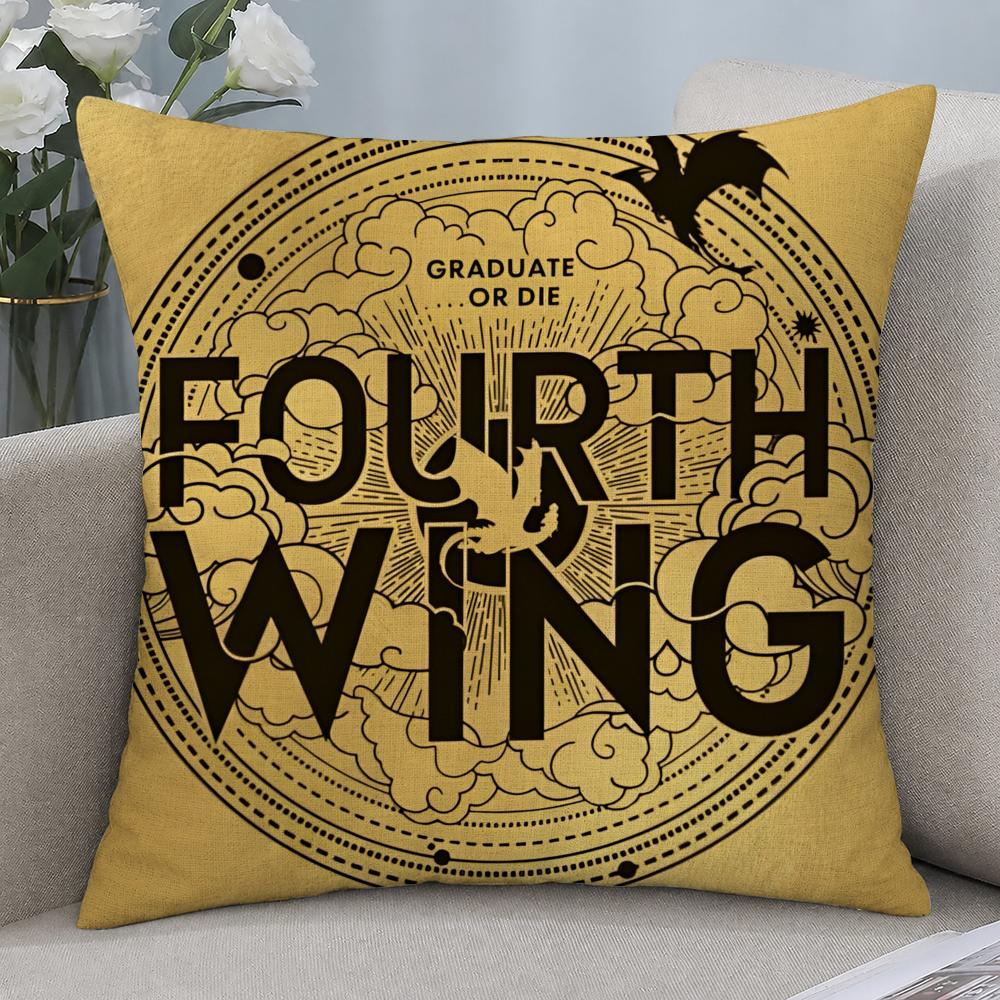 Book Fourth Wing Cushion Cover Cushion Covers Natural Linen Breathable Sofa Bedroom Decor Pillowcase