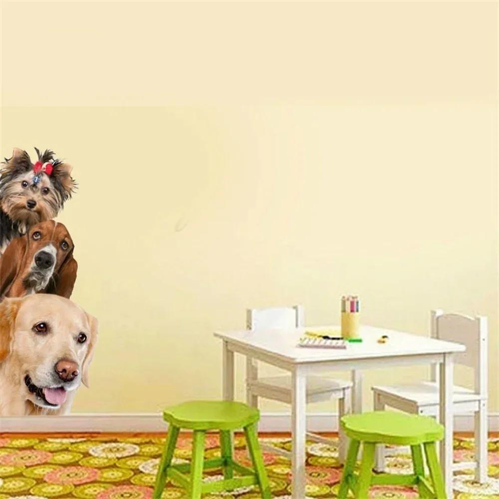 Caroon Decoration Wall Stickers Cute Funny 3d Cat Dog Door Wall Stickers Removable Sitting Veranda Bedroom Animal Wall Murals