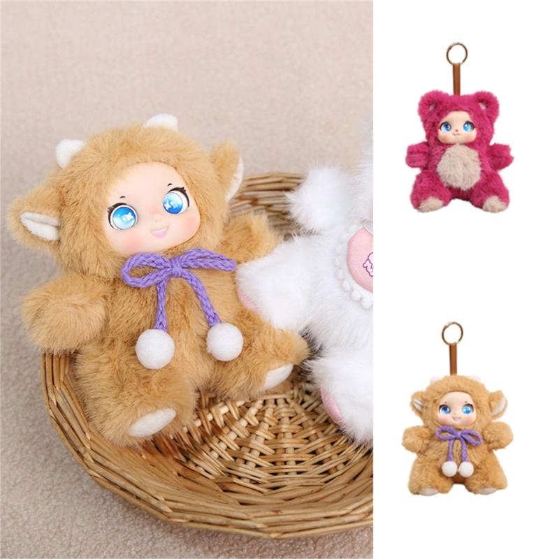 Fashionable Plush Doll Keychain In Sitting Pose 16cm Long Fashion Backpack Charm For Personalizing Keys And Bags