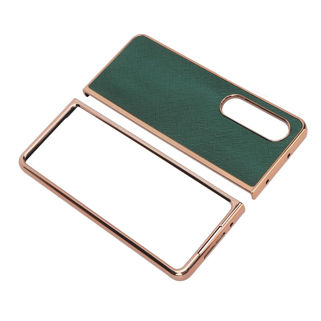 Mobile Phone Case Nano Electroplated Cowhide Cross Grain Phone Protective Cover for Samsung Galaxy Z Fold 4