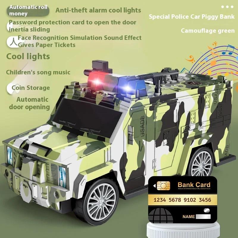 Kids' Fingerprint - Locked Safe & Cartoon Police Car Piggy Bank - Perfect for Holiday Gifts & Toy Exhibits