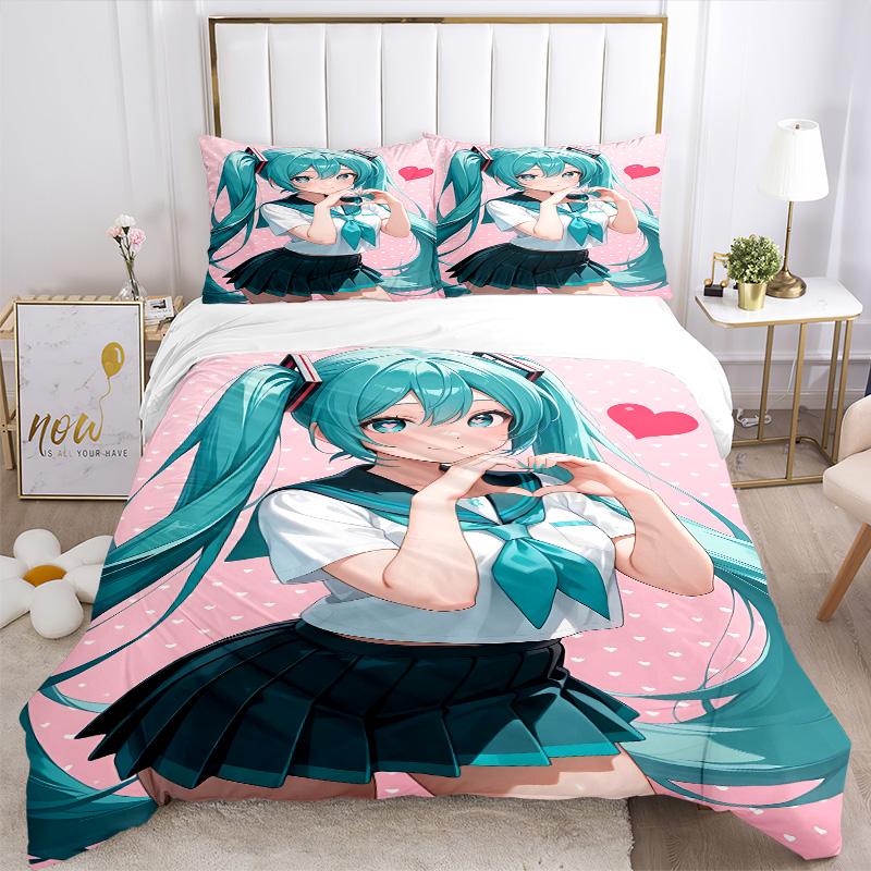 Heart Shape Gesture Print 3Pcs Bedding Setduvet Cover With 2 Bedropillowcase Home Birthday Gift