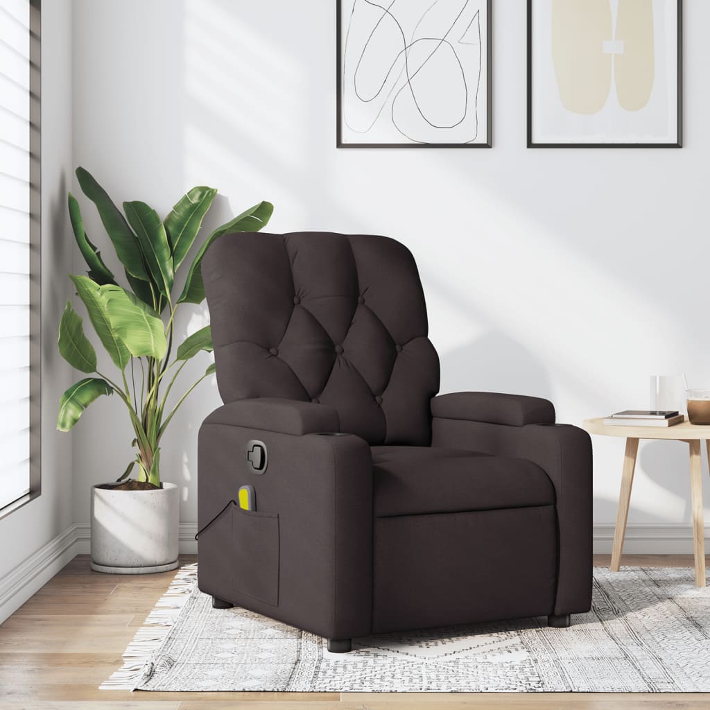 Massage Chair Dark Brown Fabric