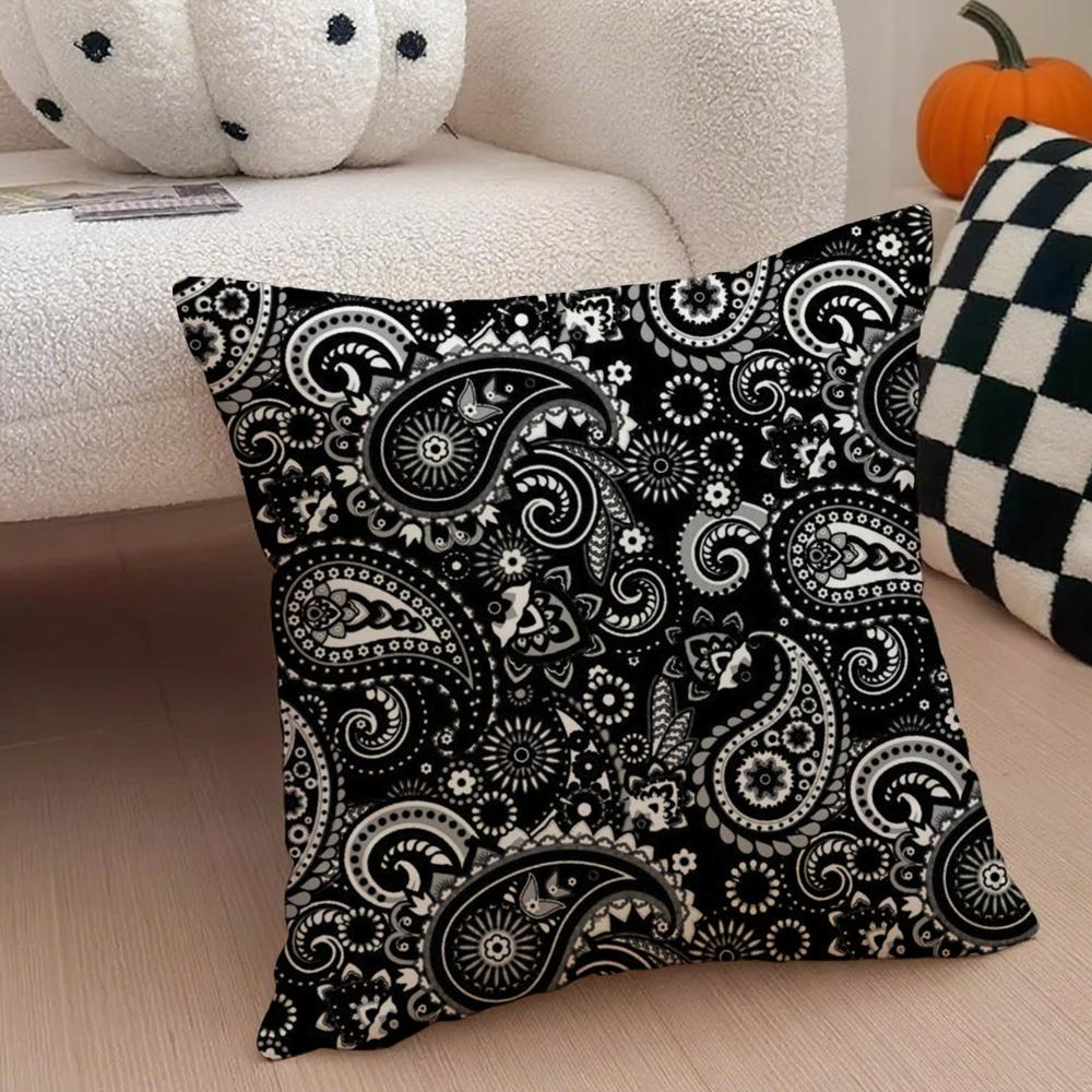 Painted Design P-Paisleys Cushion Cover Throw Pillow Cover Hidden Button Durable Polyester Chair Cushion