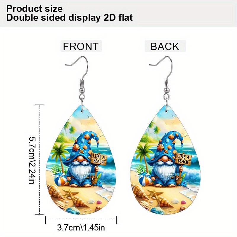 Summer Beach Dwarf/Big Turtle Pattern PU Faux Leather Earrings Trendy Female Earrings Vacation Casual Earrings Classic Water Drop Earrings