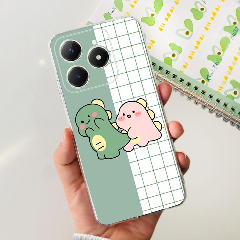 For Realme C63 4G 2024 Case RMX3939 Cover Cute Love Heart Soft Clear Silicone Protective Cases For Realme C61 4G C 61 C 63 Funda