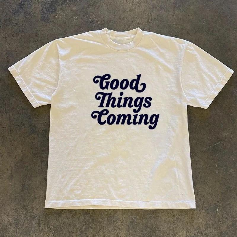 Vibe Letter-printed American Street Retro Streetwear Brand Vintage Simple and Versatile Short-sleeved Graphic T Shirts Tops Tees