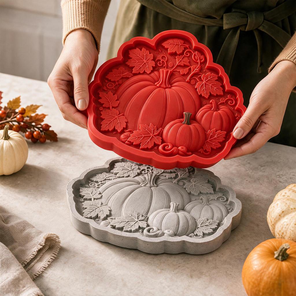 Halloween Pumpkin Stepping Stone Reusable Silicone Concrete Casting DIY Garden Pathway Walkway Outdoor Landscape Decor