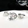 Saturn Inlaid Zircon Star Design Sense Light Luxury Open Ring Stacked With Moonstone Love Ring
