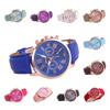 Women's Geneva Quartz Watch With Leather Strap Fashionable Ladies Watch With Decorative Features