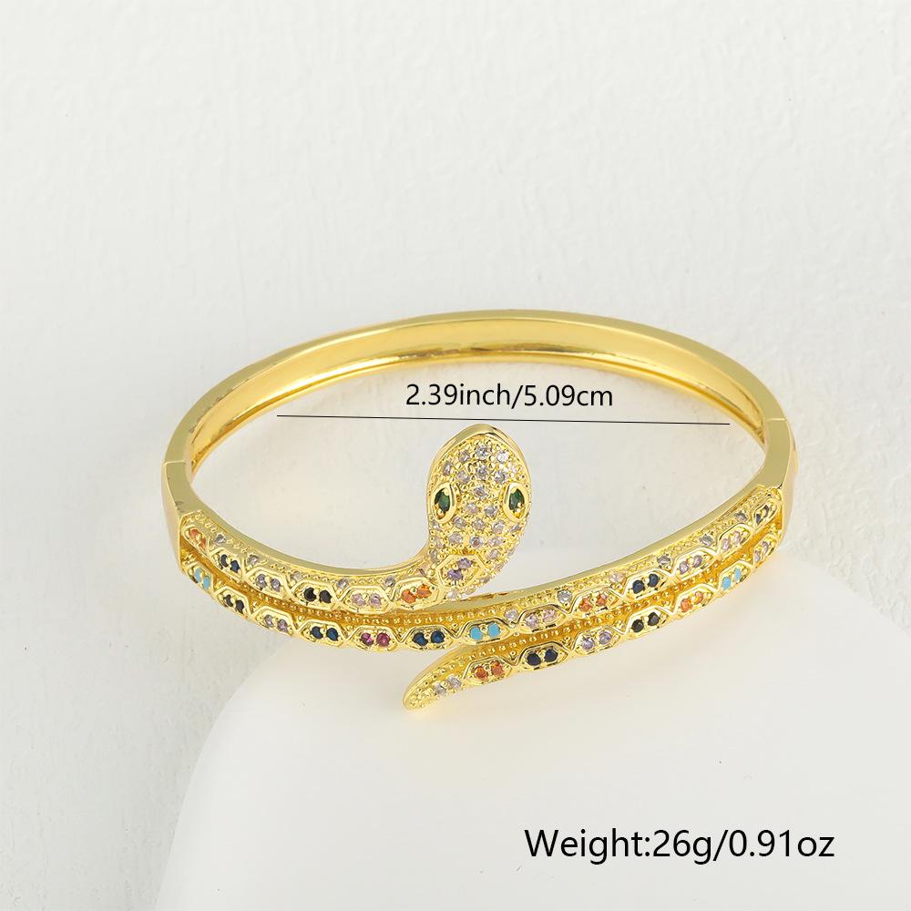 

Медный браслет с покрытием из 18-каратного золота, с разноцветным цирконом, в виде преувеличенной змеи, в винтажном стиле, для женщин Style 2