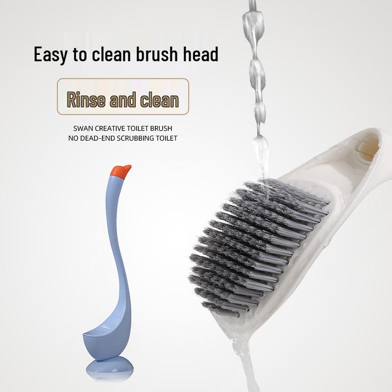 Cross-Border Swan Design Long Handle Silicone Toilet Brush Set