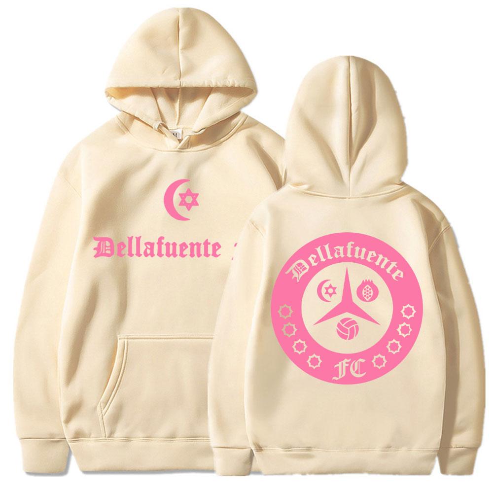 Dellafuente Music Pink Classic Hoodies Men Women Fashion Hip Hop Hoody Sweatshirt Oversized Cotton Casual Tracksuit Streetwear