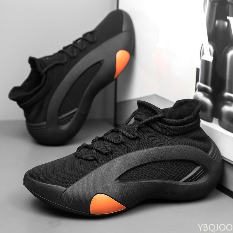 Vår och Höst Nya Elastiska Strumpor Herrskor Mellanhöga Andningsbara Tjocksulade Casual Stor Storlek Herrdesigner Skor