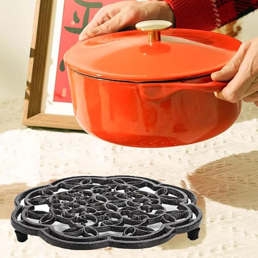 Cast Iron Trivet Heavy Duty Metal Trivets for Hot Pots and Pans 7.7 inch Round Metal Trivet Rustproof Pot Stands Holders