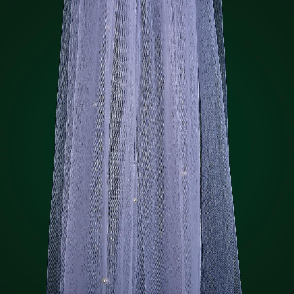 MZA39 Bridal Veils Bows Beaded Wedding Veil with Comb 15 Quinceanera Girls First Communion Accessories Hard organza