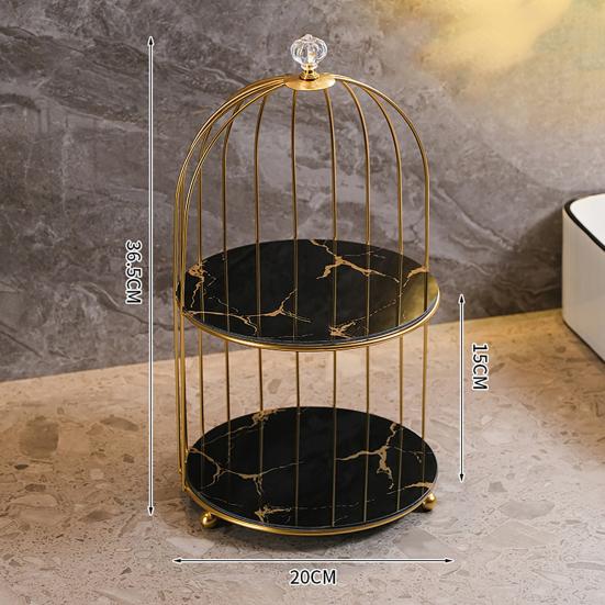 Cosmetics Storage Rack Birdcage Shape Thick Iron Frame Organizer Large Capacity with Elevated Bottom Design Display Rack
