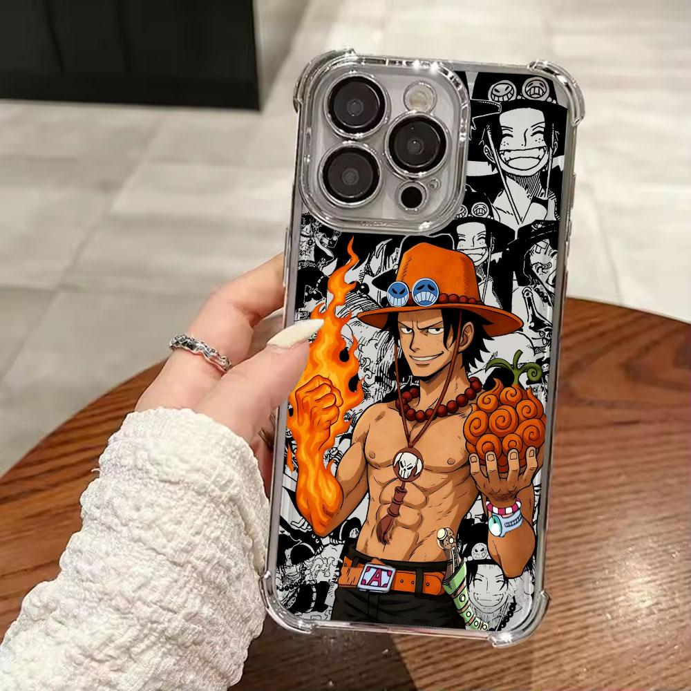 Cool Portgas D Aces Plating Phone Case For Xiaomi Redmi A7 15 A3 15C 14C K50 Note 15 14 13 12 12s Pro Plus 4G5G Anti Fall Airbag