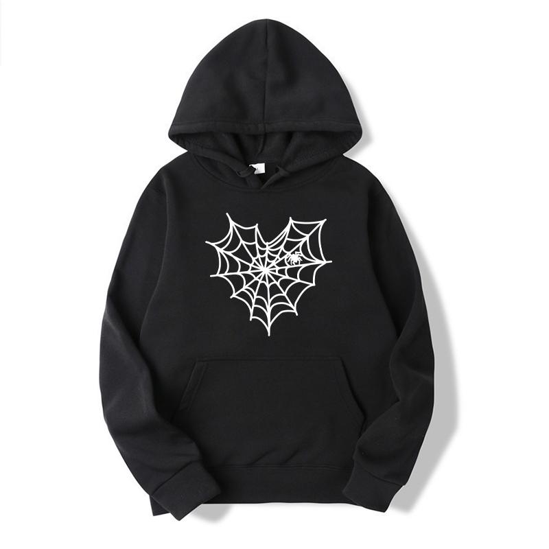 Hoodies Men Women Spider Web Pattern Print Spring Autumn Fashion Casual Pocket Lover Couple Streetwear Unisex Sweatshirts S-4XL