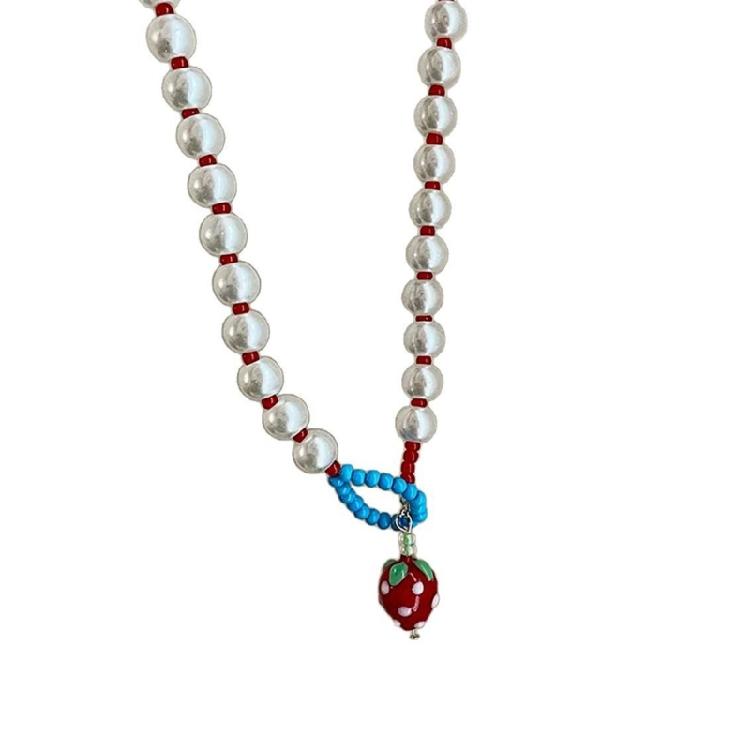 

Happy Face Strawberry Beaded Necklace For Children Sturdy Waterproof Design Fashionable Gift For Special Moments 1