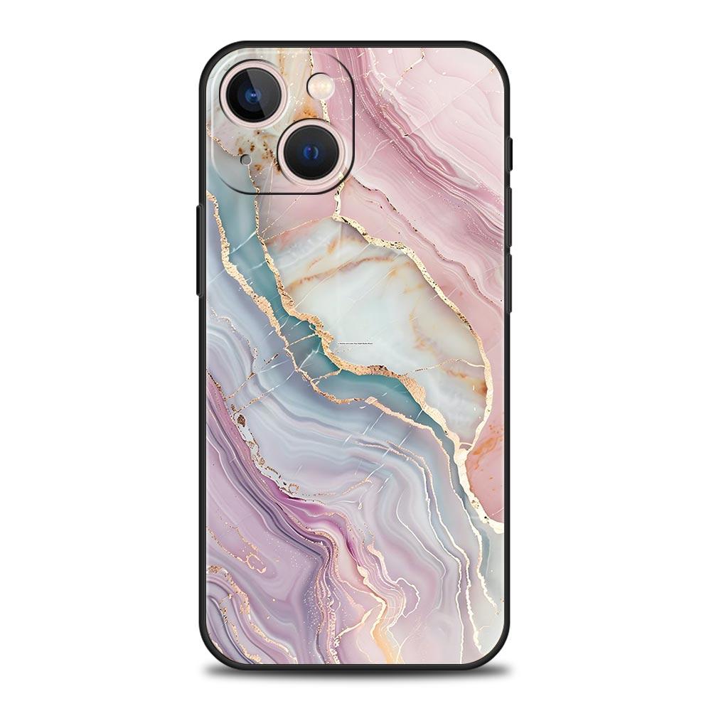 Marble Phone Case For iPhone 17 16 15 Pro Max 11 12 13 14 7 8 Plus SE 2020 X XR XS Cover Soft Black