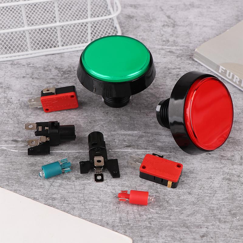 Arcade-Button 60 mm DC 12 V LED Großer runder Button 5 Farben Mikroschalter-Button Selbstzurücksetzender Button für Arcade-Automaten