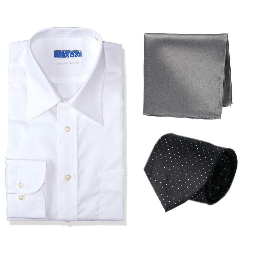 

[Smart Biz] Комплект из 3 предметов: Рубашка, Платок в карман и Галстук [Для тех, кто готовится к предложению] Рубашка без глажки, 100% хлопок, галстук стирающийся, стильный,