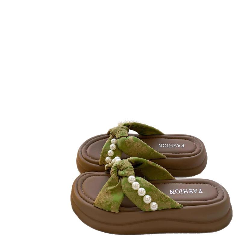thick-soled pearl slippers women's summer outer wear new versatile skirt lazy one pedal sandals