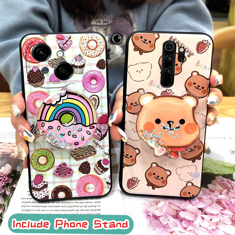 protective Rotatable stand Phone Case For Tecno POP9 4G/Spark GO 1/KL4 Waterproof TPU Skin feel silicone Glitter Durable